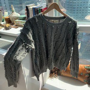 Madewell Fringe-Stripe sweater - GREY.